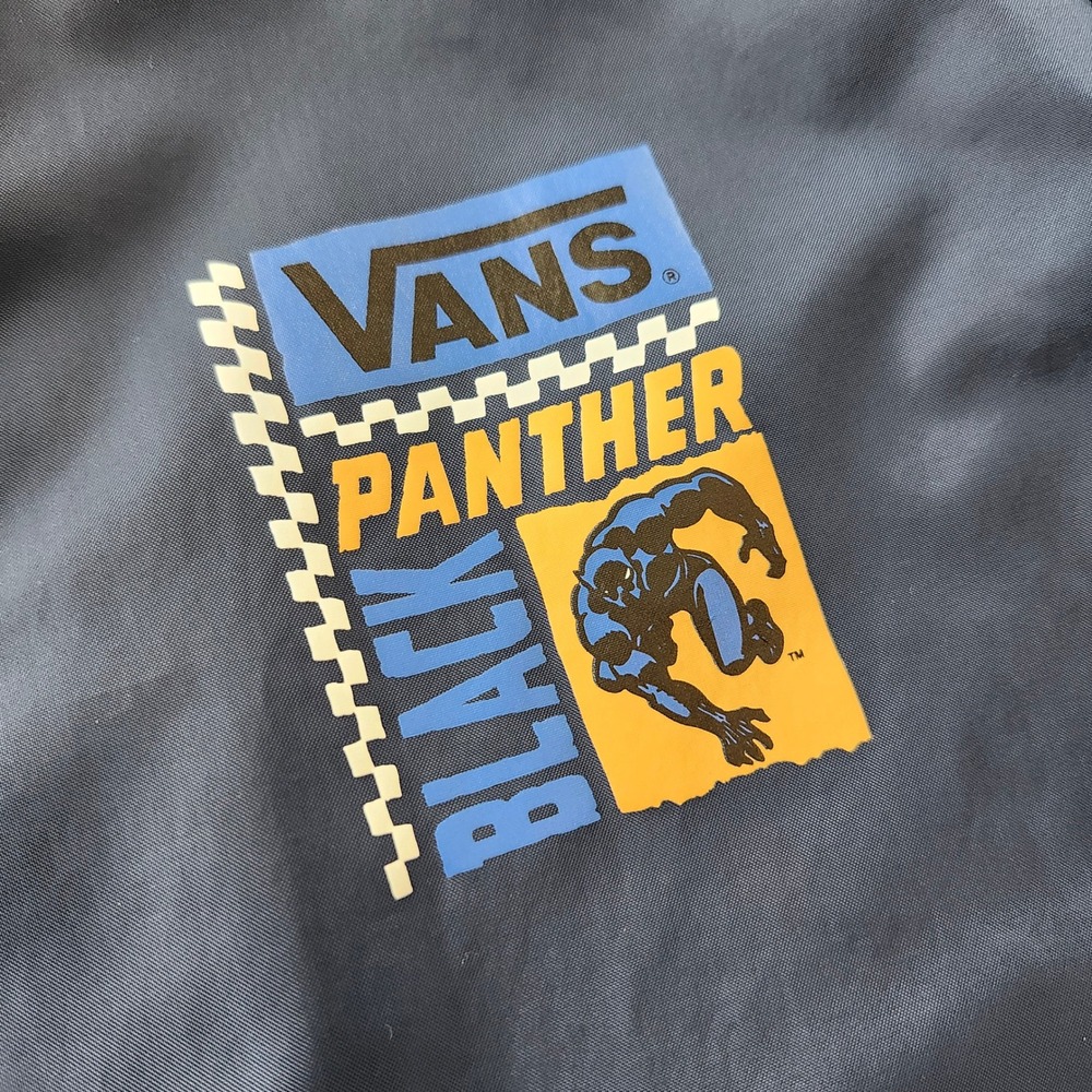 Vans x Marvel Black Panther nylon Jacket Windbreaker Navy Blue Mens Medium - Picture 5 of 10